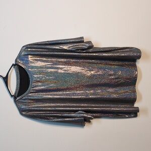 Silver Iridescent Lamè T Shirt Blouse, Size 3X